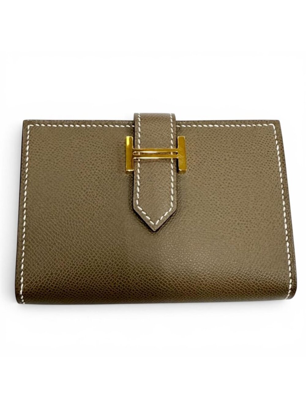 Hermes Bearn Mini Card Case Veau Madame Etoupe Gold